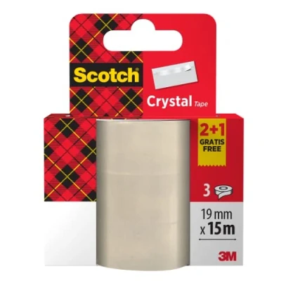 Abbildung von Scotch 6 1915P3 Klebeband Promotion 3 Rollen Crystal kristallklar, 19 mm x 15 m