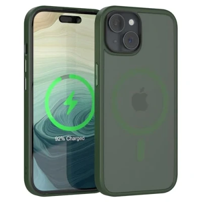Abbildung von EAZY CASE Ultra Schutz Outdoor Hülle kompatibel mit iPhone 15 Qi Charging, hochwertige Schutzhülle Aufprallschutz, Stoßfest, Kratzfest, Handyhülle Kameraschutz, Nacht Grün