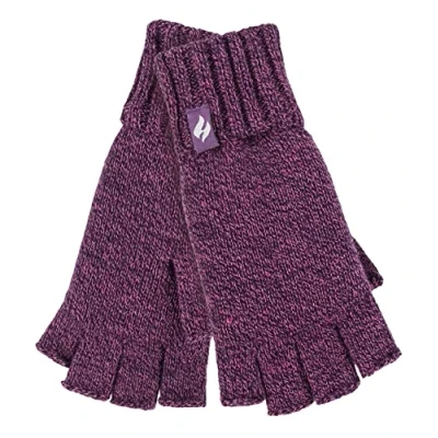 Abbildung von HEAT HOLDERS Handschuhe Fingerlos Damen Warm für Winter Bunt Thermo Ohne Finger mit Fleece Gefüttert (Einheitsgröße, Lila Twist)