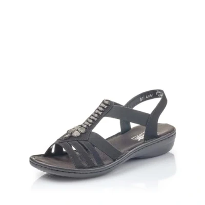 Abbildung von Rieker Riemensandalette, Damen, Größe: 37, Schwarz Schuhe