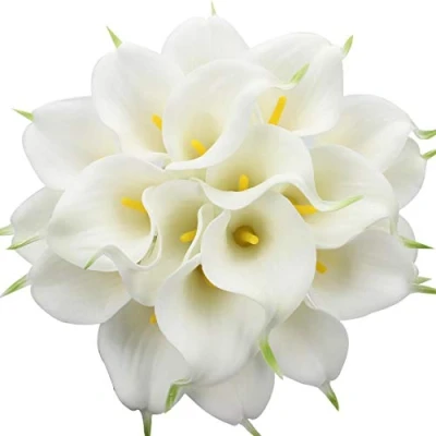 Abbildung von Veryhome 20 Stück Künstlich Calla Lilie Braut Blume Latex Wahre Berührung Familie Dekoration Party Hochzeit Hotel Blumenstrauß (Weiß Gelb)