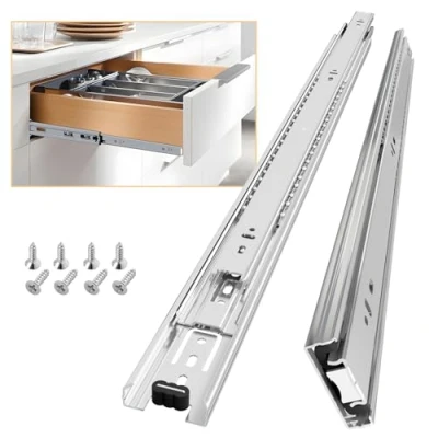 Abbildung von AOLISHENG Vollauszug Schubladenschienen 600 mm Schubladen Schienensystem Kugellager Strapazierfähig 45KG Tragkraft 1 Paar(Silber)