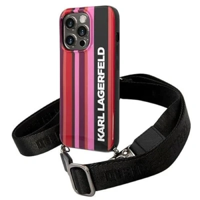 Abbildung von Karl Lagerfeld KLHCP14LSTSTP hülle für iPhone 14 Pro 6,1&quot; hardcase rosa/pink Color Stripes Strap