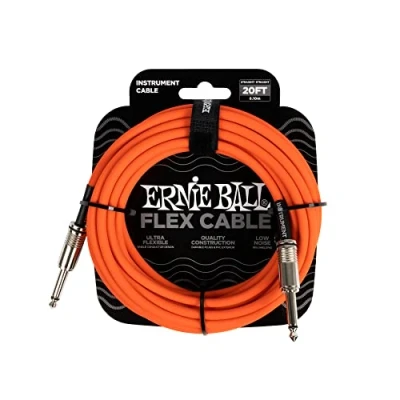 Abbildung von Ernie Ball Flex Instrument Cable Straight/Straight Orange 6 m Gerade Klinke