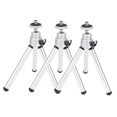 Abbildung von MAGT Teleskop Stativ, 3 Stück Faltbar Mini Stativ Anti Shake Aluminiumlegierung Kamera Tragbares Outdoor Silber
