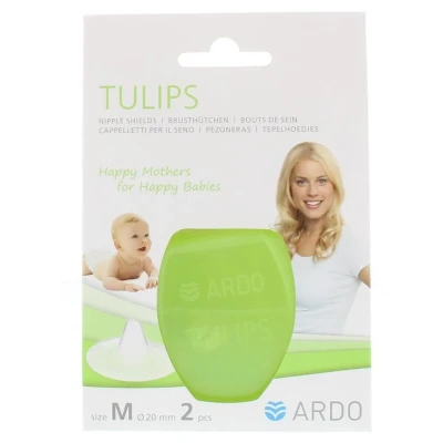 Abbildung von Ardo Tulips Stillhütchen aus weichem Silikon in 3 Größen · 2 Stück Gr. M (20 mm) inkl. Box hauchzart, frei von BPA, BPS und Latex