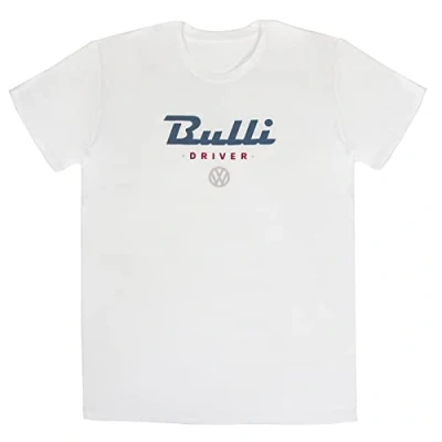 Abbildung von BRISA VW Collection Volkswagen T Shirt Unisex Kurzarm mit T1 Bulli Bus Motiv aus Baumwolle (Bulli Driver/Weiß/Größe XXL)