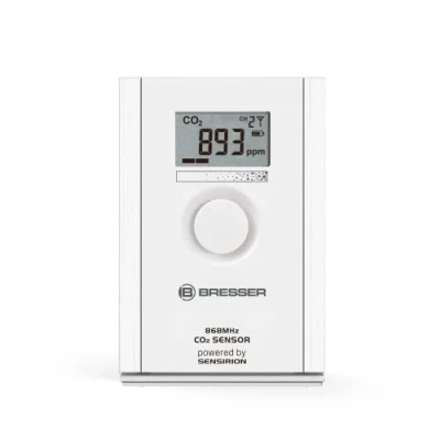 Abbildung von BRESSER CO2 Sensor Luftqualitätssensor zur Raumluftüberwachung, Wetterstation Erweiterung, Kohlendioxid Messgerät, Lüftungsindikator, 150m Reichweite