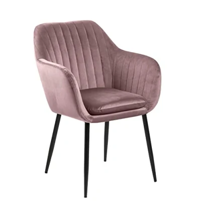 Abbildung von AC Design Furniture Wendy Esszimmerstuhl, B: 57 x T:61 H: 83 cm, Altrosa/Schwarz, Samt/Metall, 1 Stk.