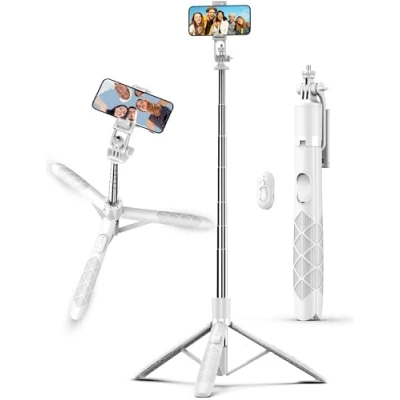 Abbildung von 180CM Selfie Stick Stativ, Erweiterbarer All in 1 Handy Stativ mit Kabelloser Fernbedienung, 360 Rotation Handyhalter Kompatibel Gopro, iPhone 15 14 13 12, Samsung, Xiaomi, Huawei