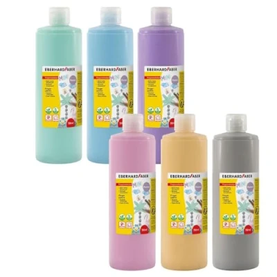 Abbildung von Eberhard Faber 578906 Fingerfarben EFA Color, 6 Pastell Farben mit je 750 ml, Kinder ungiftig