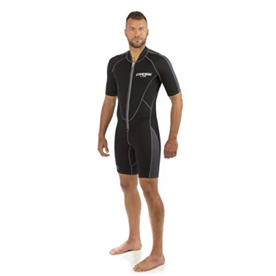 Abbildung von Cressi, Lido Man 2 mm, Shorty Neoprenanzug aus hochelastischem Neopren, Herren, Schwarz Grau, M