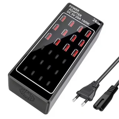 Abbildung von USB Ladestation, C Ladegeräte Mehrfach, Netzteil 24 Port 100W (20A) Ladestation Schnellladegerät für Mehrere Geräte Power Hub, Smartphones/Tablets/Galaxy S24/iPhone/Google