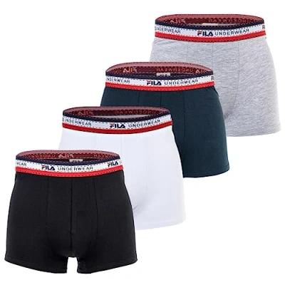 Abbildung von Fila 4ER PACK Logobund Panties, Herren, Größe: XXL, Schwarz weiß grau blau