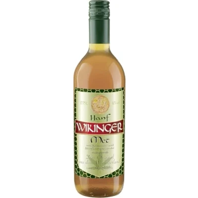 Abbildung von Wikinger Met (0,75l) Hanf Honigwein aus dem Wikingerland Aromatischer, naturtrüber Honigmet mit feinherbem Aroma Ideal pur, als Aperitif oder Heißgetränk 10 % Vol.
