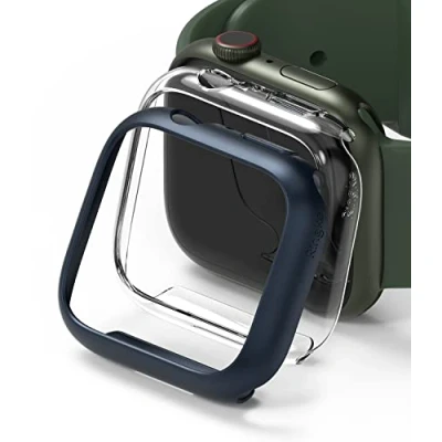 Abbildung von Ringke Slim Case [2 Stück] Kompatibel mit Apple Watch Series 9/8/7 (41mm) Hülle Schlanke und Leichte PC Schützhülle Clear &amp; Metallic Blue