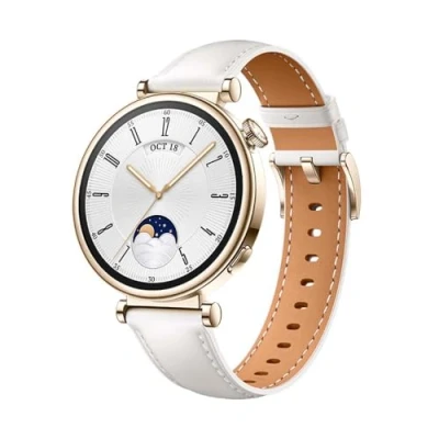 Abbildung von Huawei Watch GT 4 41mm Gold (Witte Leren Armband)