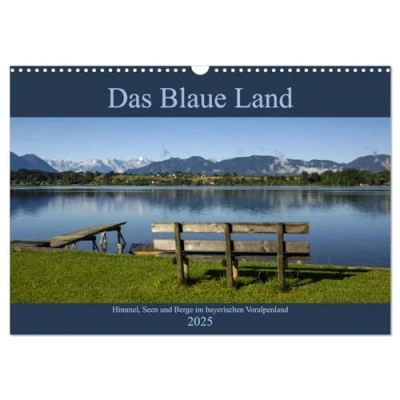 Abbildung von Das Blaue Land Himmel, Seen und Berge im bayerischen Voralpenland (Wandkalender 2025 DIN A3 quer), CALVENDO Monatskalender