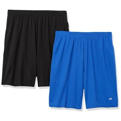Abbildung von Amazon Essentials Herren Leichte Performance Funktionsshorts In Lockerer Passform (Erhältlich Übergrößen), 2er Pack, Königsblau/Schwarz, XL