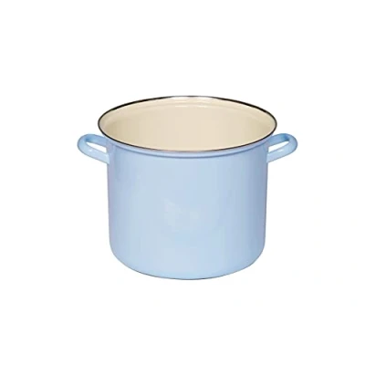 Abbildung von Riess, 0275 006, Topf mit Chromrand 24, Classic BUNT/Pastell, Farbe Blau, Durchmesser 24 cm, Höhe 20.2 Inhalt 8 Liter, Emaille, OHNE Deckel, Deckel optional, Kochtopf, Induktion