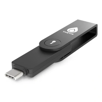 Abbildung von Thetis Pro C FIDO2 Sicherheitsschlüssel Passkey Gerät mit USB und NFC, TOTP/HOTP Authentifizierungs App, FIDO 2.0 Zwei Faktor Authentifizierung 2FA MFA, funktioniert Windows/macOS/Linux/Gmail