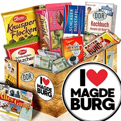 Abbildung von I love Magdeburg Geschenk Präsentkorb Schokolade DDR