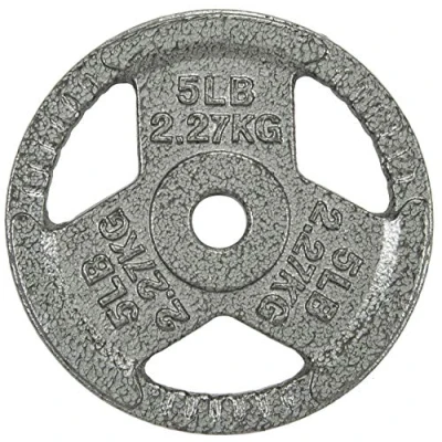 Abbildung von Signature Fitness Hantelscheibe aus Gusseisen für Krafttraining und Gewichtheben, 2,3 kg (1 Zoll) Zentrum, (einzeln)