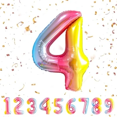 Abbildung von Geburtstag zahlen luftballon 4 jahre Regenbogen Folienballon XXL Riesen in 40&quot; 101cm Geburtstagsdeko Ballon Zahl Deko zum .Fliegt mit Helium