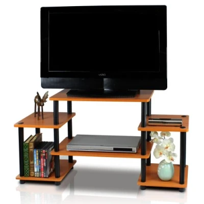 Abbildung von Furinno Turn N Tube TV Schrank, Fernsehtisch, Regal, Hell Kirsche/Schwarz, 105.4 (B) x 58 (H) 29.5 (T) cm