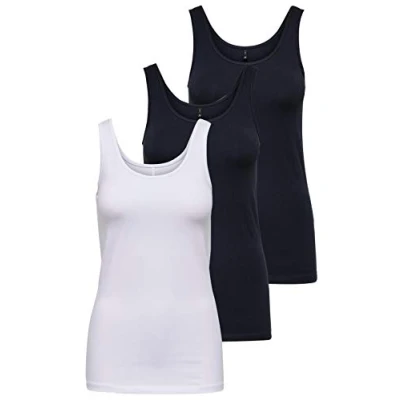 Abbildung von ONLY Damen Onllive Love Tank TOP JRS 3 Pack, White/+ 2 Night Sky, XS