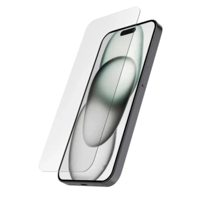 Abbildung von Hama Handy Schutzglas iPhone 15 Pro (Displayschutz ultraklar Anti Fingerprint, Montagehilfe, Vollschutz 9H ultradünn, case friendly, Displayschutzfolie kratzfest, Displayschutzglas stoßfest)