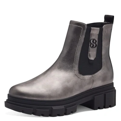 Abbildung von s.Oliver Damen Chelsea Boots mit Reißverschluss Vegan, Silber (Pewter), 40 EU