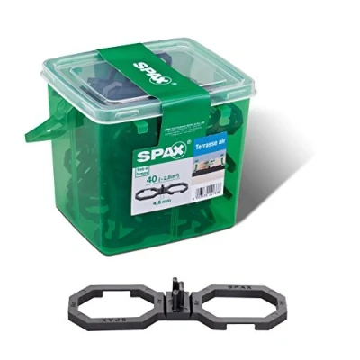 Abbildung von SPAX Air Terrassendielen Abstandhalter 4,5 mm 40 Distanzhalter in Henkelbox M für ca. 2,8m² Terrasse, 5009422544009