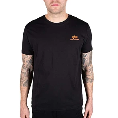 Abbildung von Alpha Industries Reflective Tshirt print, Herren, Größe: 3XL, Black/orange