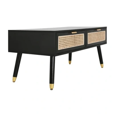 Abbildung von riess ambiente Couchtisch VIENNA 100cm schwarz (Einzelartikel, 1 St), Wohnzimmer · MDF Metall Wiener Geflecht Retro Design