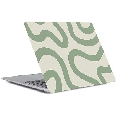 Abbildung von Hülle Kompatibel mit Neues MacBook Air 13 Zoll Modell A1932 A2179 A2337 M1 Freisetzung 2020 2019 2018 Retina Display and Touch ID, Gedrucktes Muster Plastik Hartschale Matt Case, Grün