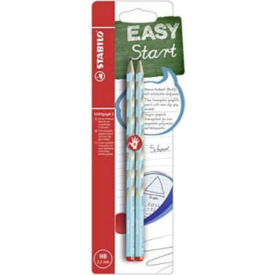 Abbildung von Schmaler Dreikant Bleistift für Rechtshänder STABILO EASYgraph S in blau 2er Pack Härtegrad HB