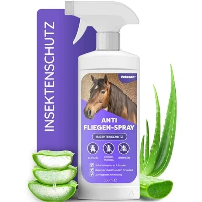 Abbildung von Vetasan Anti Fliegenspray Pferd 500ml I Insektenspray Pferde gegen Fliegen, Bremsen &amp; Mücken Insektenschutz Spray für Fliegenschutz Pferdezubehör