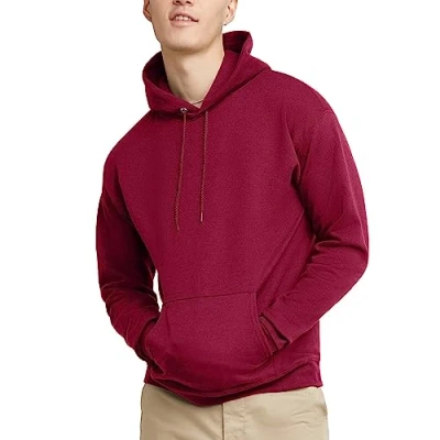 Abbildung von Hanes Herren Sweatshirt EcoSmart Fleece Hoodie Baumwollmischung Kapuzenpullover Plüsch Pullover Hoodie, Scharlachrot, Large