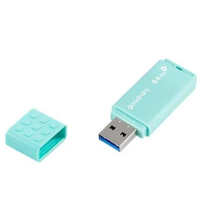 Abbildung von goodram USB Speicherstick mit 64GB UME3 Care 3.0 DatenSpeicherung Pen Drive Lesegeschwindigkeit bis zu 60 MBs Memory Stick Antibakterielles Gehäuse Spritzwasserschutz Blau