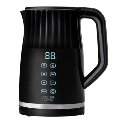 Abbildung von Adler Wasserkocher AD 1350, elektrisch mit LED Anzeige und Temperaturregelung, 1,7L, schwarz