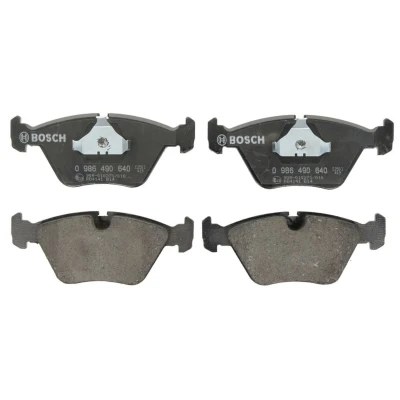 Abbildung von BOSCH 0 986 490 640 Bremsbelagsatz Low Metallic mit Anti Quietsch Blech, Kolbenclip BMW: 5 Touring, 7, Limousine