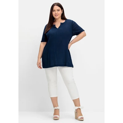Abbildung von Sheego Schmale 7/8 Stoffhose, Damen, Größe: 50, Weiß