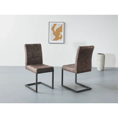Abbildung von HELA Esszimmerstuhl &quot;Donna&quot;, (Set), 2 St., Kunstleder, Freischwinger mit Vintage Microfaser Bezug