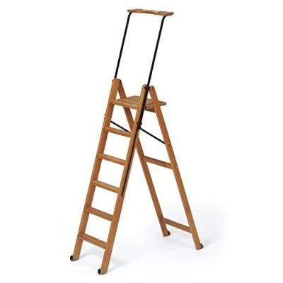 Abbildung von Arredamenti Italia Leiter 170/6 TUSCANIA; Holz 6 Stufen zusammenklappbar mit Sicherheitssystem Farbe: Kirsche AR It il Cuore del Legno