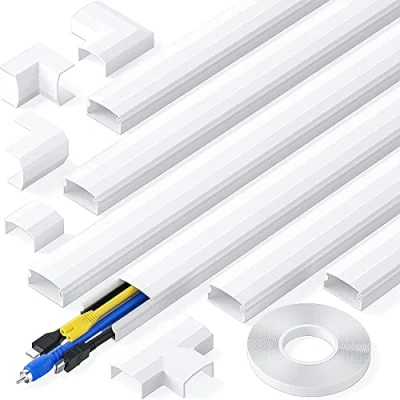 Abbildung von kinkaivy Kabelkanal, 2.4M (6 Stück 30x17 mm) Kabelkanal Selbstklebend Weiß, PVC Kabelkanäle TV, Kabelabdeckung um Kabels für Computer zu Hause oder im Büro Verstecken