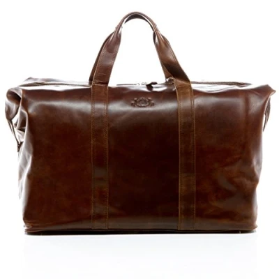 Abbildung von SID &amp; VAIN Reisetasche echt Leder Weekender groß Ledertasche braun CHESTER, Echtleder Reisegepäck für Damen Herren, Sporttasche XL cognac