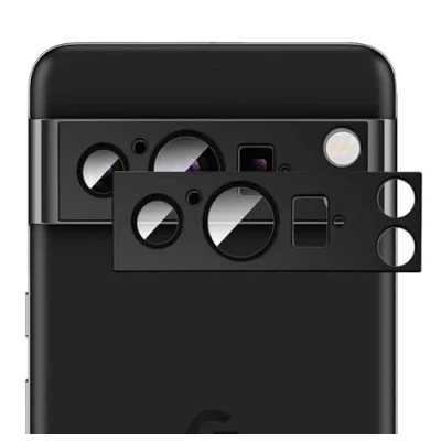 Abbildung von GIOPUEY [Kompletter Schutz Kameraschutz Kompatibel mit Google Pixel 8 Pro, [Doppelter Schutz] Metall Ring + Schutzglas, Black