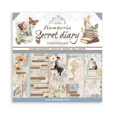 Abbildung von Stamperia Motivpapier Scrapbook Block Secret Diary, 10 Bogen