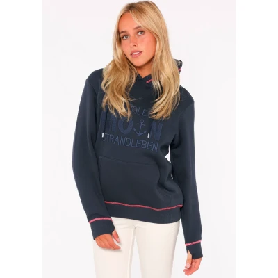 Abbildung von Zwillingsherz Hoodie Strandleben Moin mit gesticktem Schriftzug